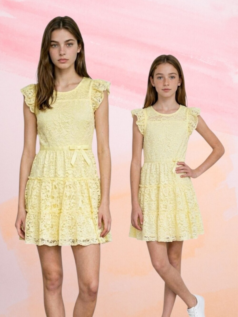 NWT Girl's Lilt Sunny Yellow Lace Dress ~REG & PLUS SIZE